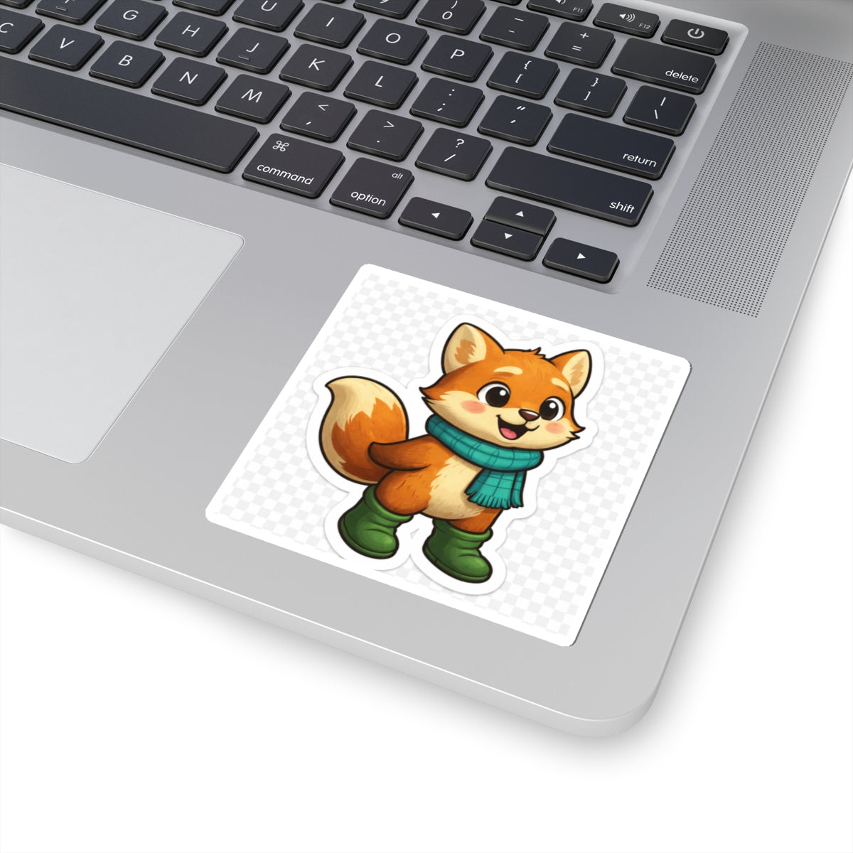 Cute Fox Sticker — Cartoon Fox with Scarf & Boots (Kiss-Cut Vinyl)