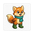Cute Fox Sticker — Cartoon Fox with Scarf & Boots (Kiss-Cut Vinyl)