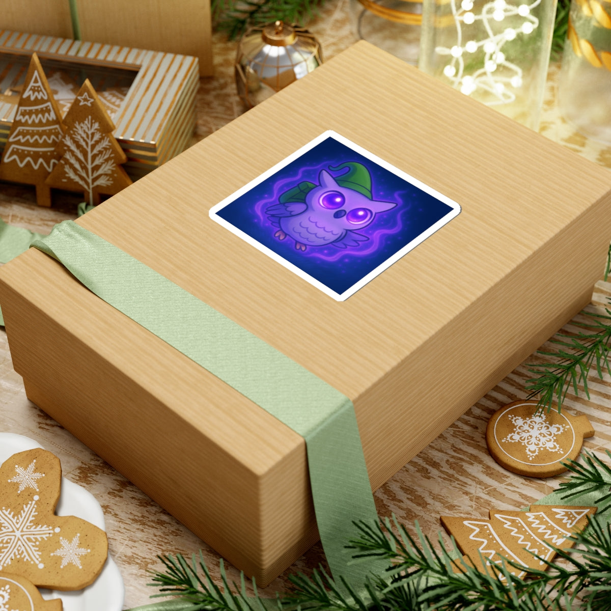 Mystic Owl Backpack Sticker — Cute Purple Owl Kiss-Cut Sticker for Laptops & Notebooks