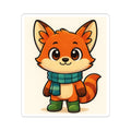 Cute Fox Sticker — Cartoon Fox in Scarf Vinyl Kiss-Cut Sticker
